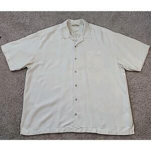 Tommy Bahama Pure Silk Camp Shirt – Ivory Textured Floral – Men’s XXL – GUC